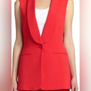 BCBGMaxzaria Red Sleeveless zipper open back Blazer Vest size XS